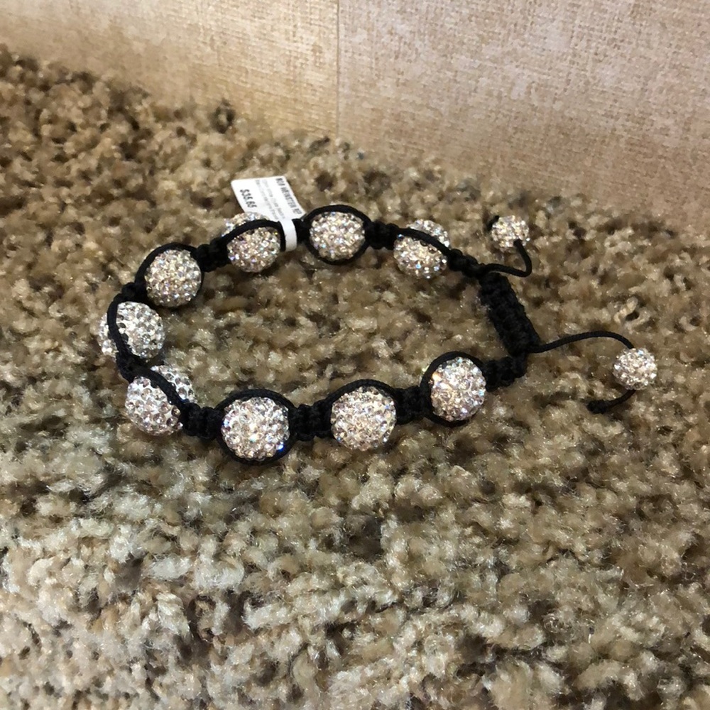 White Crystal on macrame bracelet
